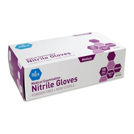 MedPride Nitrile Exam Gloves, Powder Free, Medium, Box of 100 - Walmart.com