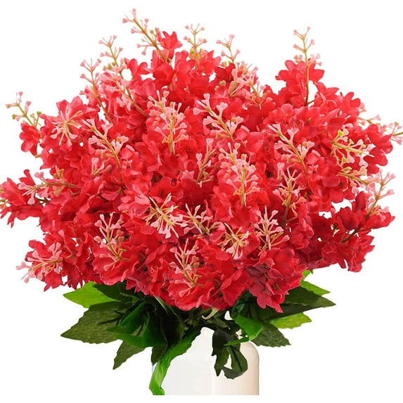 Sinhoon 4Pcs Artificial Hyacinth Flowers Fake Wisteria Flowers UV Resistant Silk Flowers Floral Arrangements for Home Wedding Party Garden Porch Hotel Outdoor Cemetery Decor Red