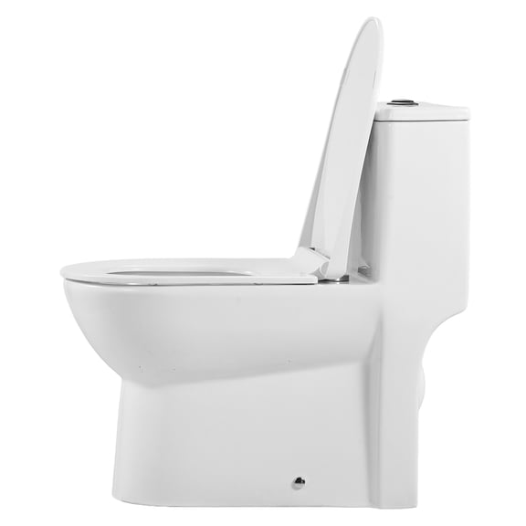 KFFKFF One-Piece Elongated Toilet with Dual-Flush System, 1.1/1.6 GPF, Comfortable Chair Height Seat, 12-Inch Rough-In, Black and White Finish, Easy-to-Clean Skirted Design
