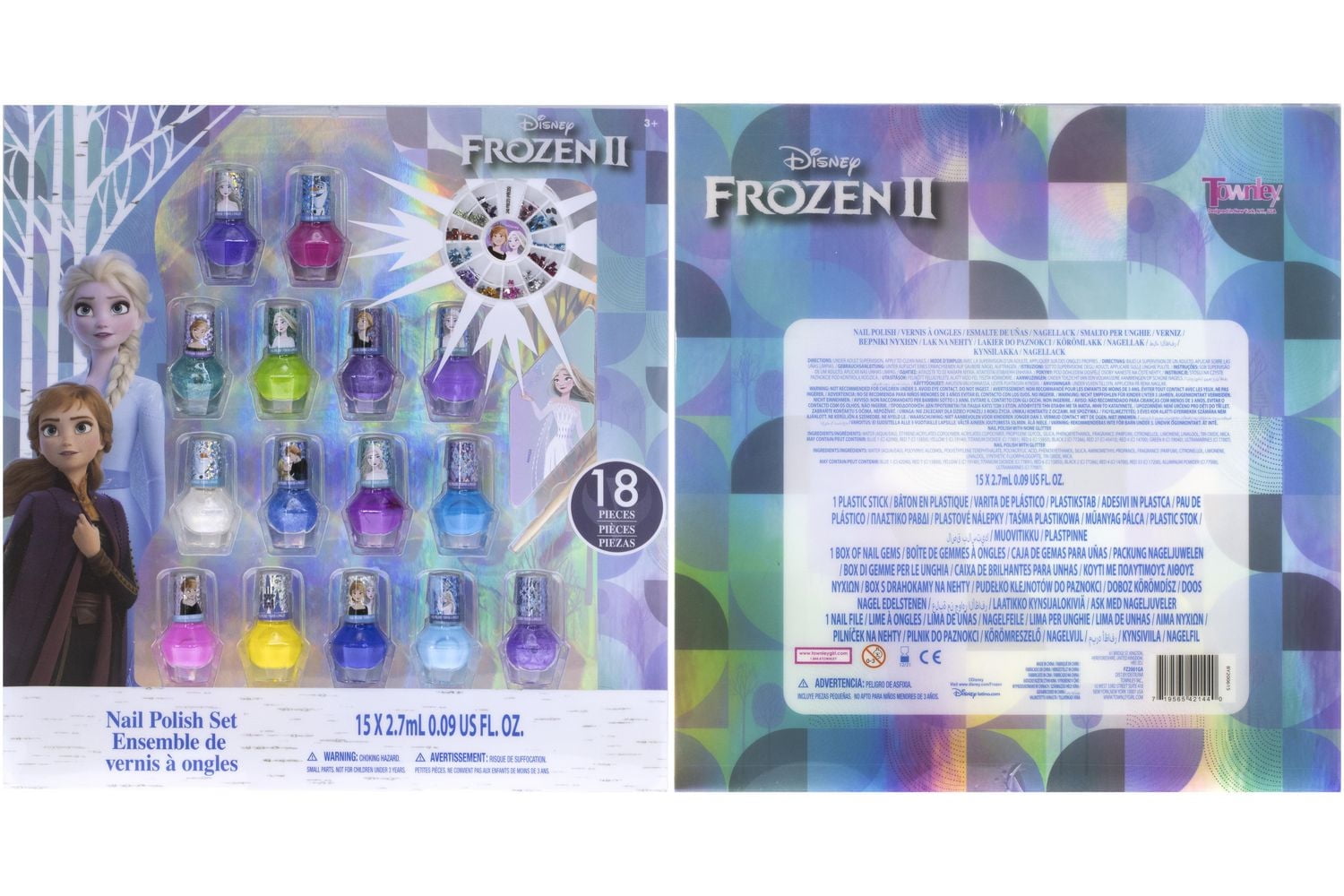 Vernis à ongles Disney La Reine des Neiges, lot de 15, avec accessoires, pour filles de 3 ans et plus