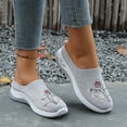 thumbnail image 5 of Women's Flower Embroidered Loafers Orthopedic Slip on Walking Shoes Breathable Mesh Casual Lightweight Slides Sneakers Gray Size 7.5, 5 of 7