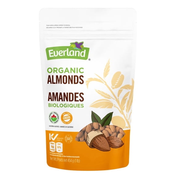 Everland Organic Whole Almonds, 454g, Raw Premium Nuts, High Protein Snack