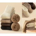 thumbnail image 3 of 5-Pair Women's Solid Mid-calf Socks for Fall and Winter, Warm Knit Crew Socks with Soft Cotton Blend for Everyday Comfort, 3 of 8