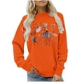 thumbnail image 2 of EchfiProm Womens Floral Tops Long Sleeve Fall Pullover Loose Orange Crew Neck Sweatshirt for Womens, 2 of 6