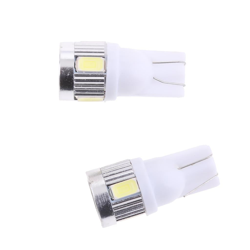 10PCS White 2825 Error Free T10 LED 6smd Interior Wedge Light Bulb W5W 194 168 