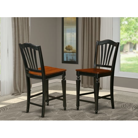 CHS-BLK-W Chelsea Stools with wood seat, 24" seat height - Black Finish - Set of 2
