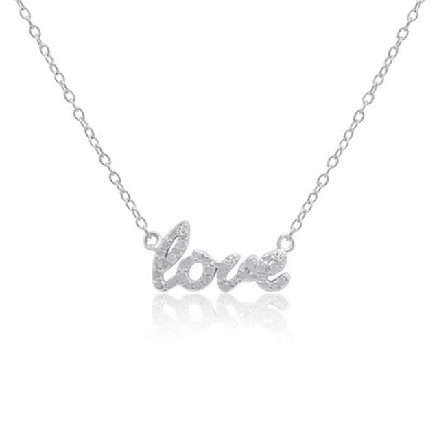 Amanda Rose Collection Argent Sterling & Diamant Script Amour Collier