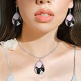 thumbnail image 5 of WIRESTER Stainless Steel Black White Tuxedo Cat Teardrop-Shaped Earring Necklace Jewelry Set for Women Valentines Day Gifts, 5 of 6