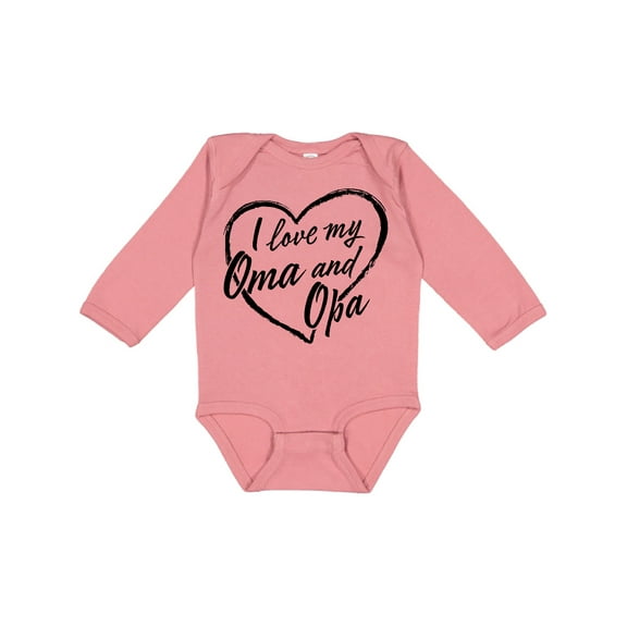 Inktastic I Love My Oma and Opa in Black Chalk Heart Boys or Girls Long Sleeve Baby Bodysuit