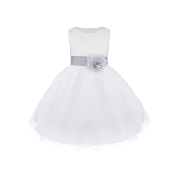 TiaoBug Flower Girls Wedding Bridesmaid Dress Sleeveless Princess Bowknot Prom Birthday Party Ball Gown Grey 3