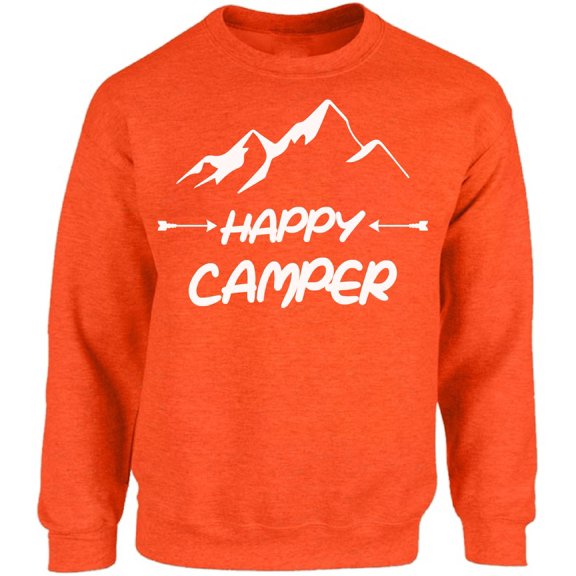 Happy Camper White Mountains Graphic Sweatshirt - S M L XL 2XL 3XL 4XL 5XL Outdoor Unisex Crewneck - Camping Graphic Tee Long Sleeve
