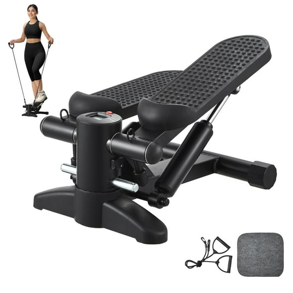 KFFKFF Stair Stepper, Mini Stepper for Exercise at Home, Hydraulic Fitness Stepper with Resistance Bands, Full Body Workout Cardio Equipment, Stair Climber with LCD Monitor