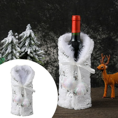 

Hanzidakd Bottle Covers Christmas Wine Bottle Decoration 1 Piece Christmas Decorative Wine Bottle Set Hall Dressing Champagne Wine Bag Scene Arrangement Snowflake Wine Set