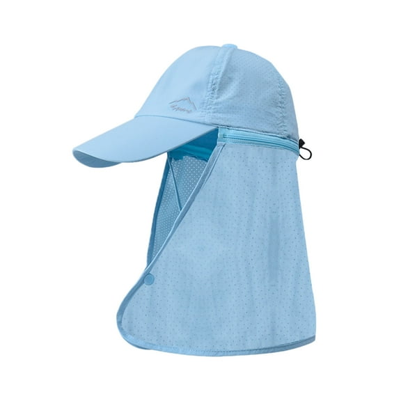 Fnyoxu Sun Hats with 3 Ways to Wear A Sunscreen Hat Men's and Women's Hiking and Fishing Quick-drying Fisherman's Hat Outdoor Baseball Cap with Shawl-Blue