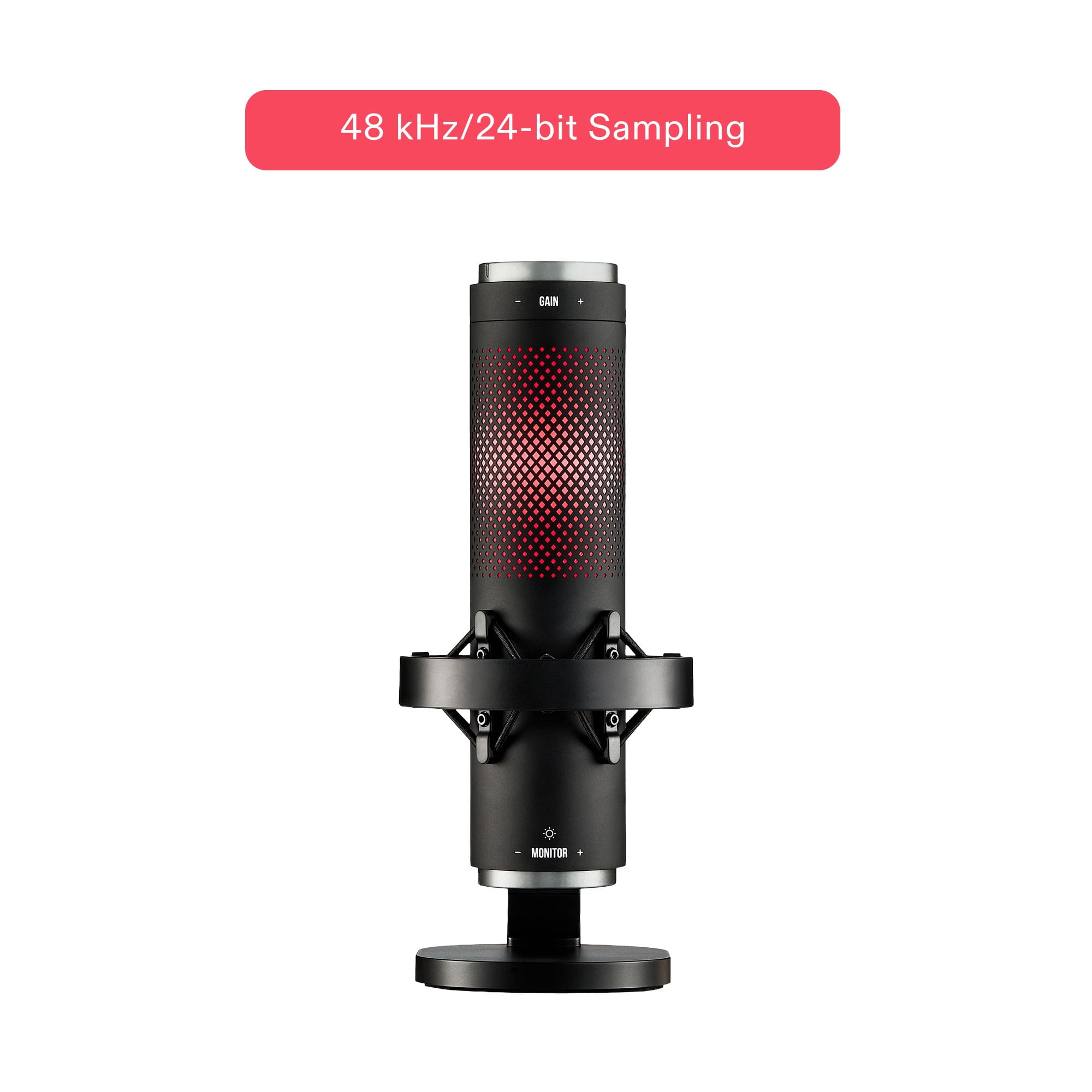 onn USB Tri-Pattern Gaming Microphone with Volume/Mute Controls and 3.5mm Headphone Jack, Black
