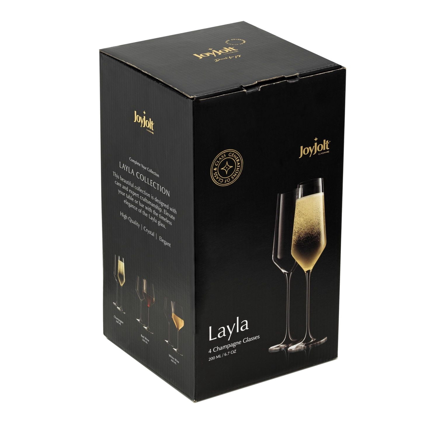 Layla Crystal Champagne Glasses - 6.7 oz - Set of 4