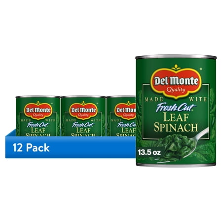 (12 pack) Del Monte Fresh Cut Leaf Spinach, 13.5 oz Can, Canned Vegetables