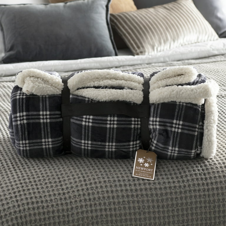 Northpoint Nordic Soft Sherpa Full Queen Bed Blanket Grey Plaid Walmart