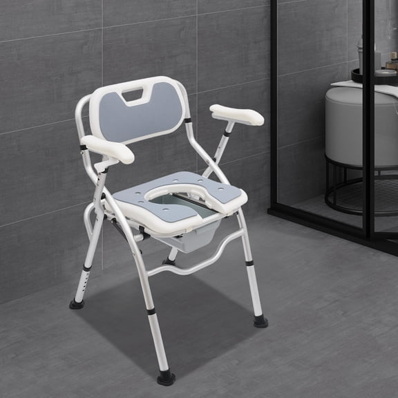3-in-1 Bedside Commode Chair, 15.74x15.74in EVA Seat & 19.68in Backrest, Tool-Free Assembly, Anti-Slip Foot Pads, Ideal for Home Care/Seniors/Disabled/Pregnant Women