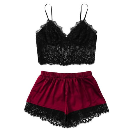 Upioiwer Bras Set Womens Sexy Plus Size Sling Sleepwear Lingerie Lace Nightwear Underwear Set Underwear Sets For Women BraUnderwire Nightclub Style  Home Clothes  Lace Padded