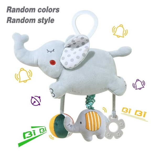 ​​Baby Wind Chime Toy – Grey Cartoon Animal Plush with Soothing Sounds, Crib & Car Seat Hanging Mobile for Newborns 0-12 Months, Sensory Nursery Gift for Boys & Girls​