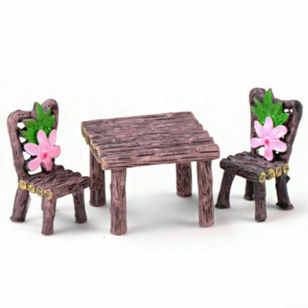 Miniature Dollhouse FAIRY GARDEN ~ Gold Metal Bistro Table & Chairs ~ NEW 