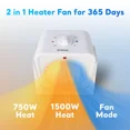 thumbnail image 5 of TRUSTECH Portable Cooling Fan, Desk Fan 2 in 1 Fan Heater Combo, 45° Tilt Air Circulator, 2 Speed, Safety Protection for Home Office, White, 5 of 7