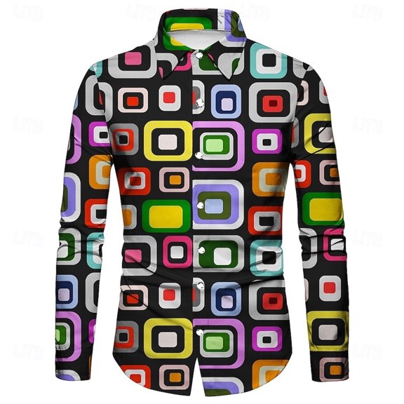 Mens Summer Shirts Long Sleeve Printed Button Down Shirt Casual Collared Top Business formal Wear Shirts Tops