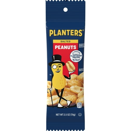PLANTERS Salted Peanuts, Party Snacks, Plant Based Protein, 2.5 oz Bag