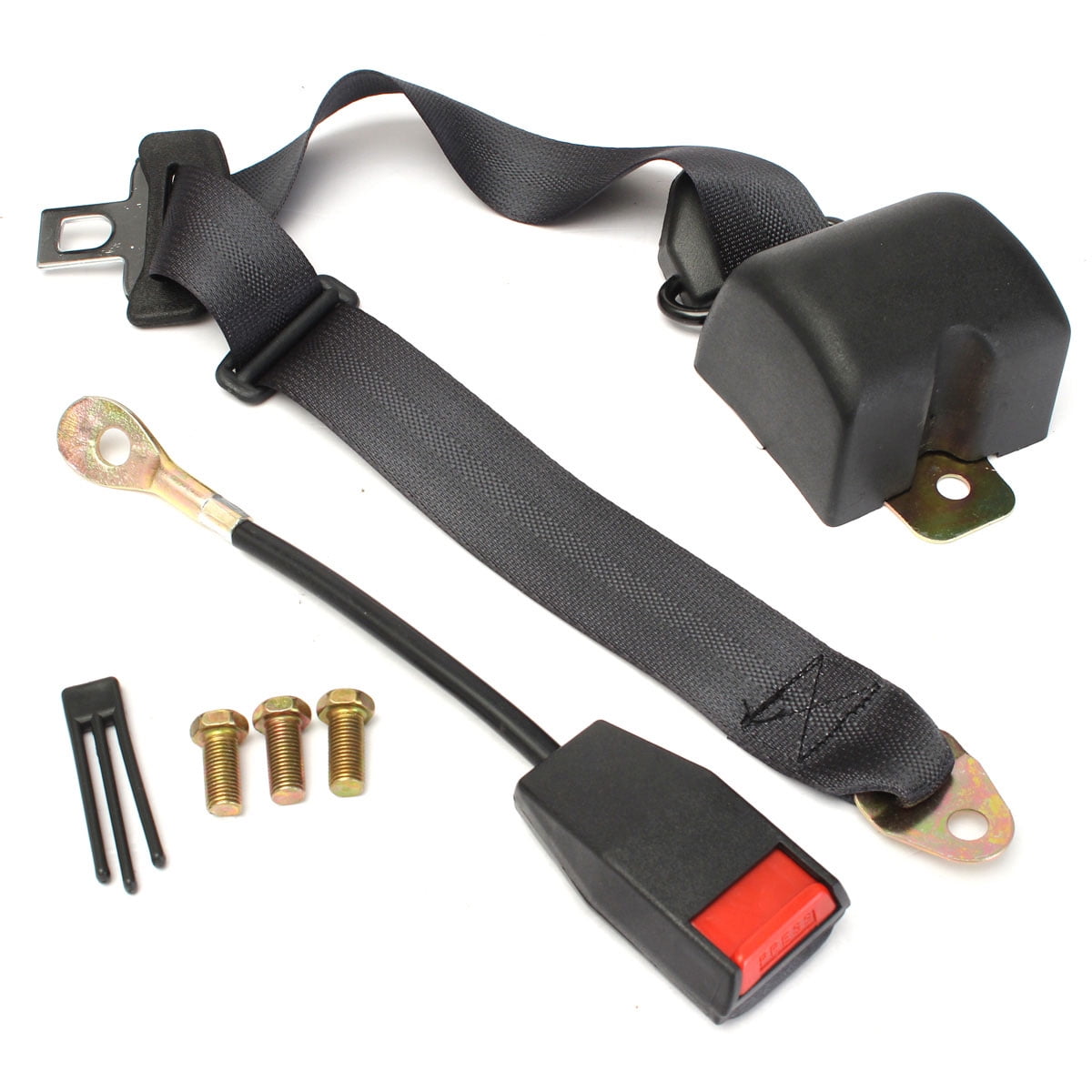 New Black Universal 3 Point Retractable AUTO Car Seat Lap Adjustable