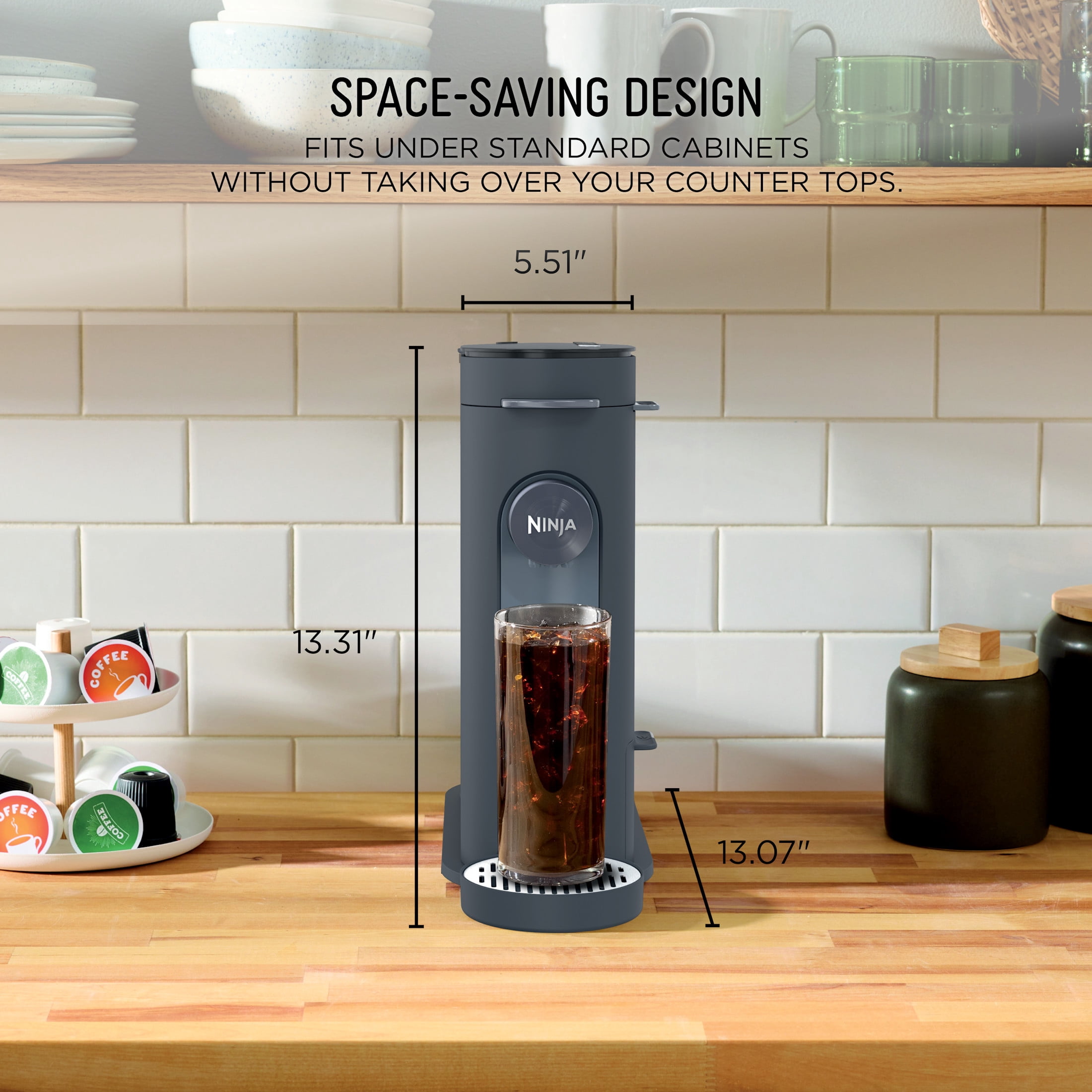 Ninja Pods & Grounds Hot & Iced Single-Serve Coffee Maker, K-Cup Pod Compatible, Rapid Cold Brew, PB045CY, Cyberspace