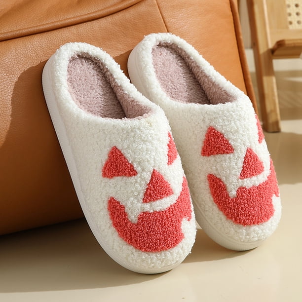 Zapatos Pantuflas de felpa cálida para hombre y mujer, Pantuflas de calabaza espeluznante para Halloween, regalo de Navidad DQrwqpou Tenis De Mujer Tenis De Hombre