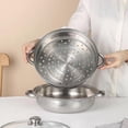 thumbnail image 2 of 28cm Stainless Steel Steamer Pot with Vented Glass Lid - 3-Piece Set - 2-Tier Bottom - Perfect Kitchen Addition, 2 of 3