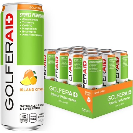 Golferaid Performance Blend, Up Your Golf Game, No Caffeine, Glucosamine, Turmeric, Msm, Coq10, B-Complex, Bcaas And Electrolytes, 40 Calories, 100% Clean, Paleo, Vegan, 12 Fl Oz (Pack Of 12)