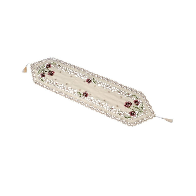 Contemporary Style Table Runner Simple Design table cloth; table runner; Embroidery Flower Tablecloth Floral Runner, Pink, 40x150cm
