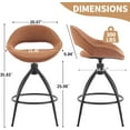 thumbnail image 2 of Karl home Counter Height Bar Stools Set of 2, 360° Swivel Modern PU Leather Upholstered Barstools with Backs & Adjustable Feet, 26" H Seat Height (Brown), 2 of 17