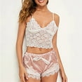 thumbnail image 2 of Women's Plus Size Spaghetti Strap Lace Trim Bralette and Shorts Sleepwear Pajama Lingerie Set, 2 of 4
