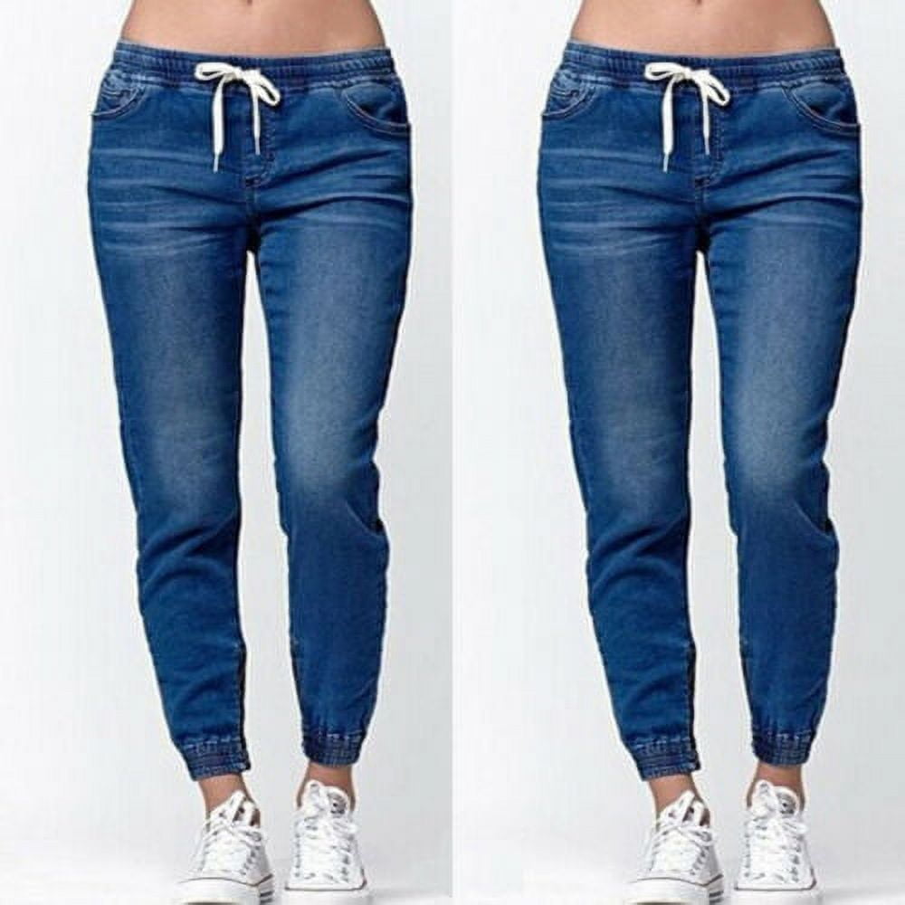 Women's Jeans Mid Waist Stretch Skinny Denim Pants 2020 Autumn Winter Blue  Retro Washed Elastic Slim Pencil Trousers - AliExpress