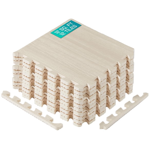 Colchoneta de ejercicios Yes4All, rompecabezas con vetas de madera, 12 pies cuadrados con borde