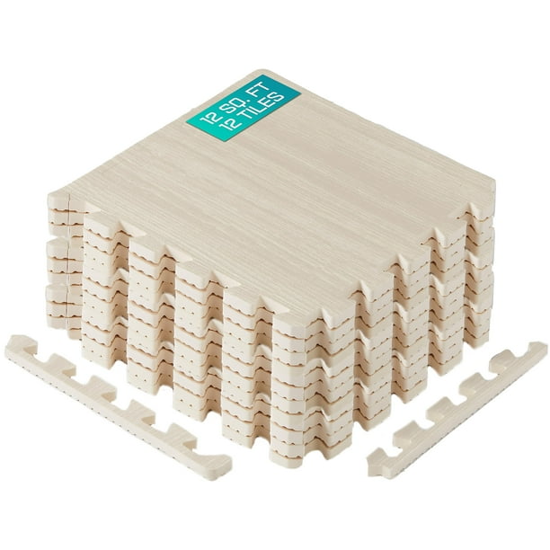 Colchoneta de ejercicios Yes4All, rompecabezas con vetas de madera, 12 pies cuadrados con borde