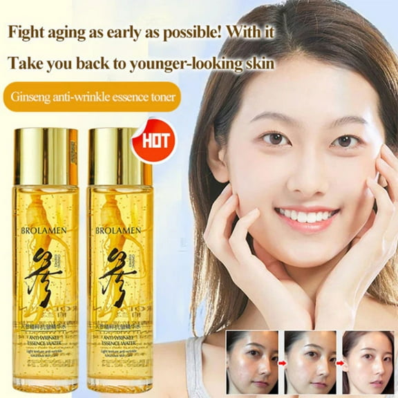 Fankiway Firming & Brighting Facial Essence, Ginseng Extract Wrinkle Resurfacing Essence Water Brightening Moisturizer Brightens Skin Complexion Nourishing Toner 120ml