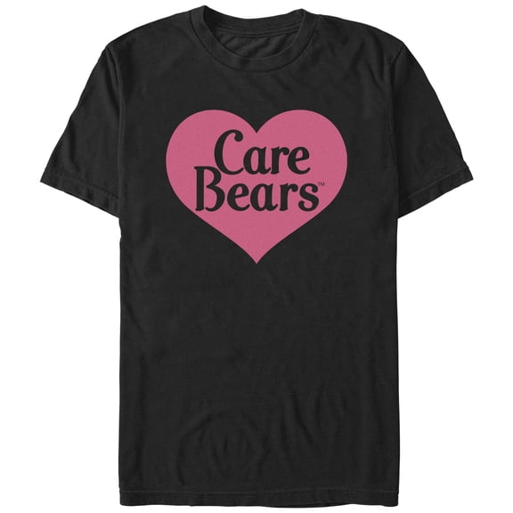 Men's Care Bears Pink Classic Heart Logo  Graphic Tee Black 3X Large