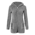 thumbnail image 2 of yievot Womens Long Sleeve Hooded Romper Pajamas Casual Winter Warm Adult Onesies Sleepwear, 2 of 4