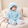 thumbnail image 4 of Mgmyaa Baby Fleece Romper Hooded Jumpsuit With Bear Ears Warm Winter Outfit For Infant Boys Girls 0-12 Months, 4 of 9