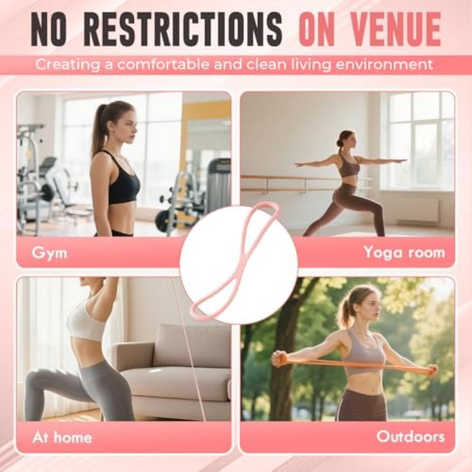 Figure 8 Resistance Bands – 3-Level Strength Training Band (15/25/35 lbs) with Handles, Natural Latex, Non-Slip Grip, Portable for Home Gym, Yoga, Pilates & Travel