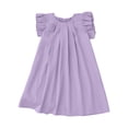 thumbnail image 2 of Ruyang Kids Girls Frilly Skirts Ruffle Fly Sleeve Round Neck Sundress Summer Solid Beach Vacation Casual Mini Dresses, 2 of 6