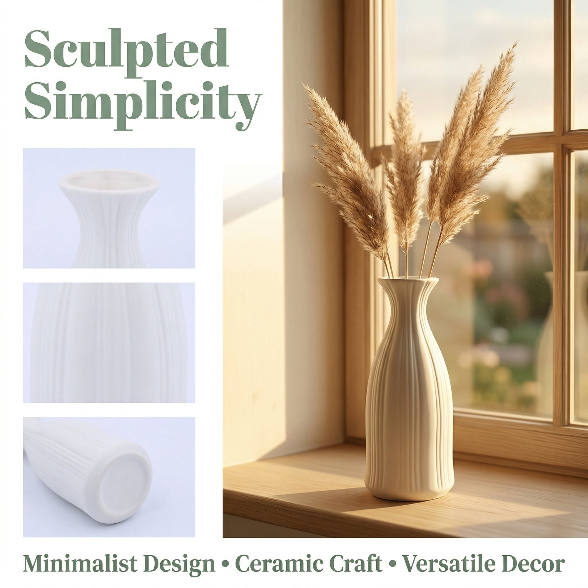 Unique Bargains Slim Ceramic Bud Decorative Vases for Desktop White 2.4"L x 2.4"W x 7.1"H