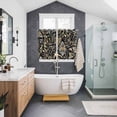 thumbnail image 3 of Black Floral Kitchen Curtains 63 Inch Length, Boho Botanical Vintage Paisley Flower Grommet Top Bedroom Living Room Curtains, Light Filtering Cafe Curtain Drapes 2 Panels Set 104''x63'', 3 of 9