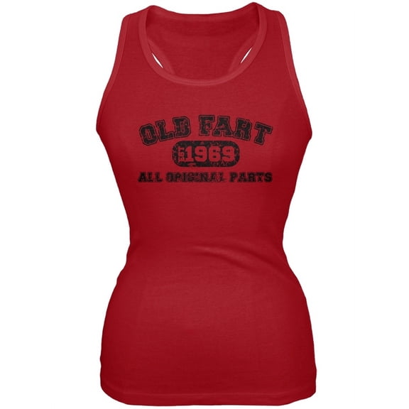 Old Fart Original Parts 1969 Funny Red Juniors Soft Tank Top - Medium
