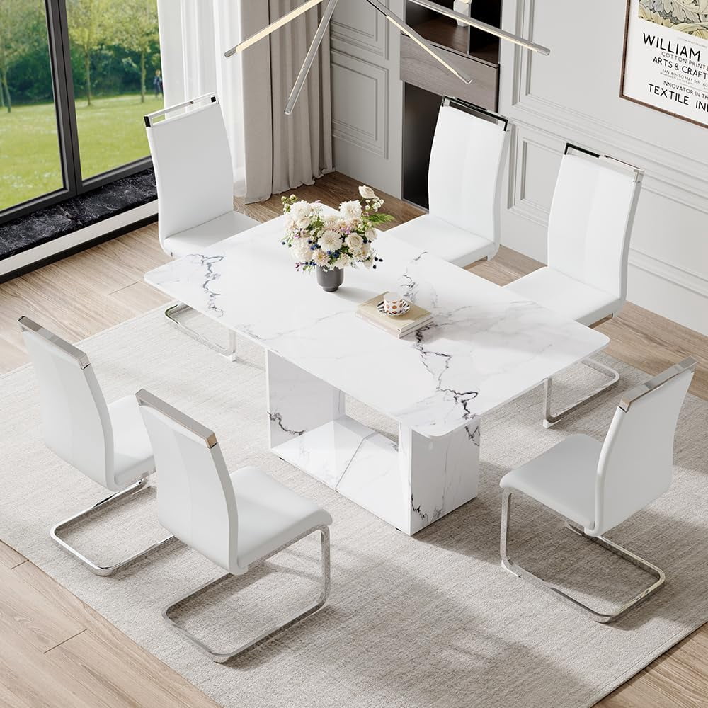 Table+6 White Chairs